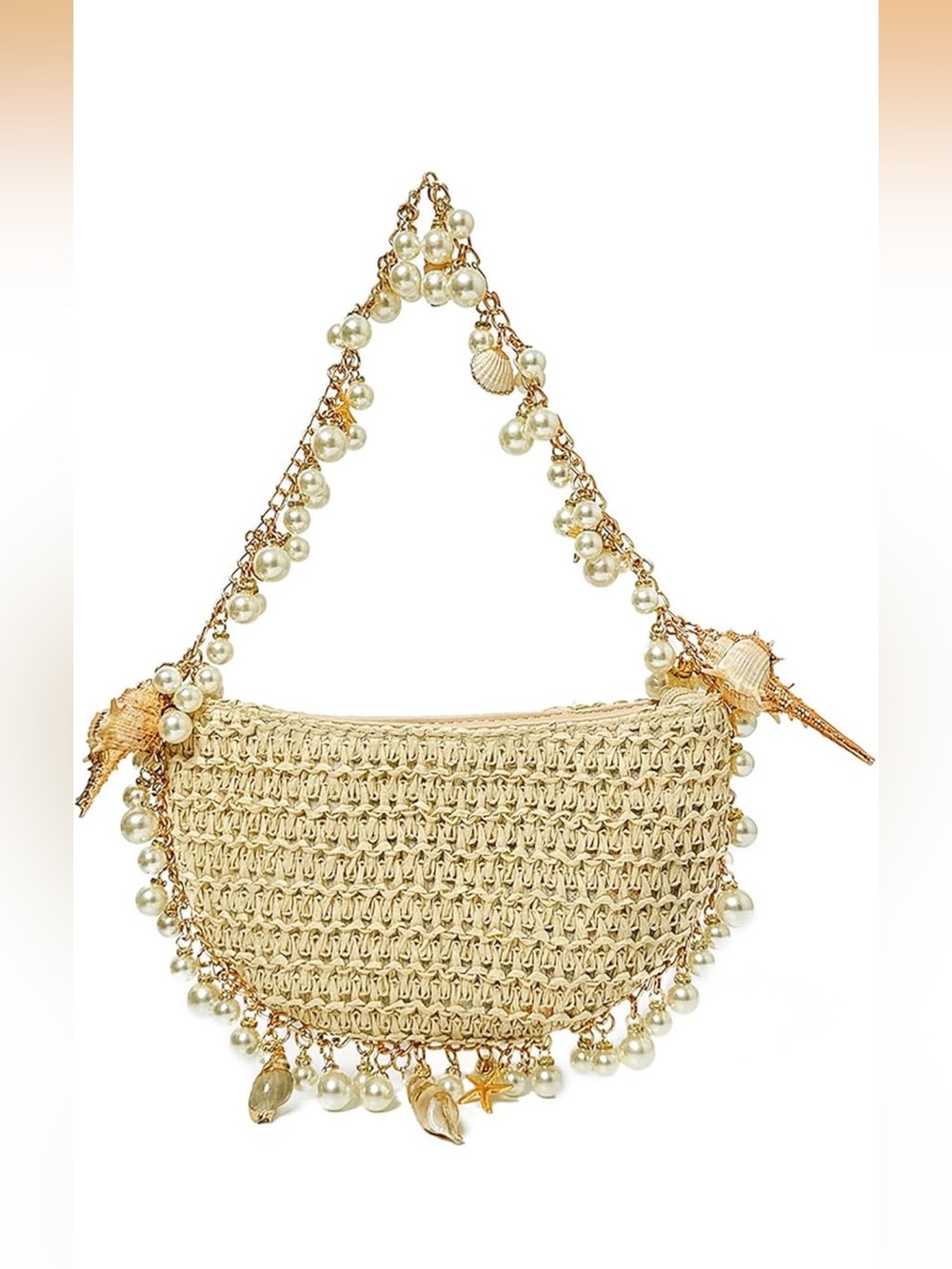 Woven Pearl and Shell Shoulder Bag - Picture 2 of 4